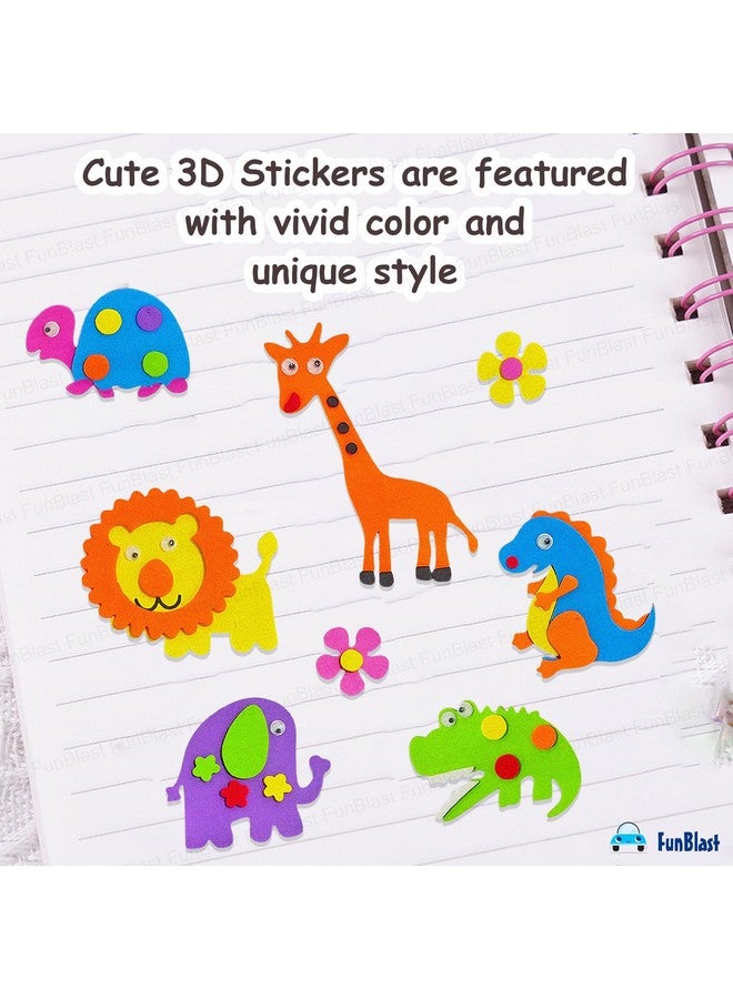 فنبلاست ملصقات إسفنجية من فن بلاست - ملصقات منفوخة ذاتية اللصق ثلاثية الأبعاد للأطفال، ملصقات بطابع كرتوني للأعمال الفنية والحرفية، وحجز القصاصات، والديكور، ومشاريع الأطفال (متعددة الألوان) (حيوان-أسد) - Image 2