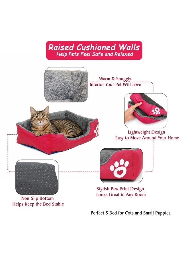 NNC PETS Pet cushion for Puppies and kitten, Soft Plush pet bed with Raised sides and Warm, 53 cm sleeping mat with Non-slip, Comfortable, Head & Neck Support, and Breathable & Lightweight (Red) - Image 5