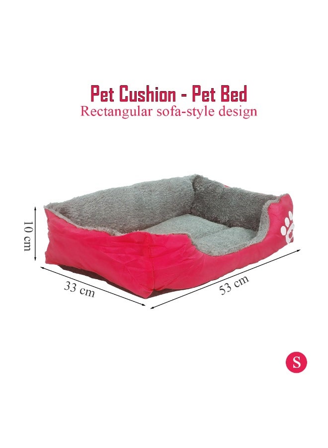 NNC PETS Pet cushion for Puppies and kitten, Soft Plush pet bed with Raised sides and Warm, 53 cm sleeping mat with Non-slip, Comfortable, Head & Neck Support, and Breathable & Lightweight (Red) - Image 2