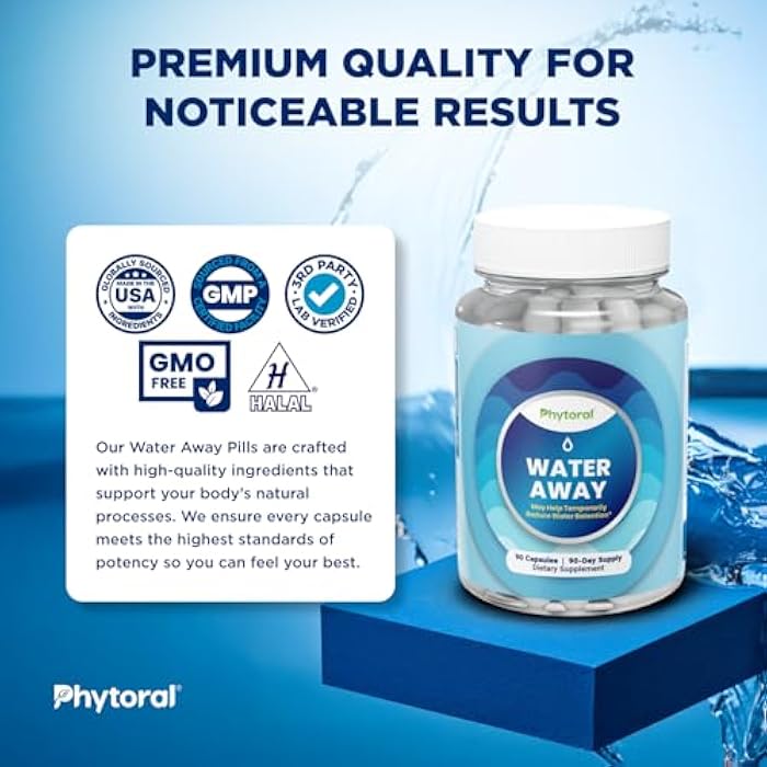 Phytoral Water Retention Pills for Women & Men - Herbal Diuretic Supplements - Fluid Retention Supplement with Dandelion Leaf Extract & Green Tea for Bloating Relief - Pills for Leg & Feet Swelling - 90 Count - Image 4