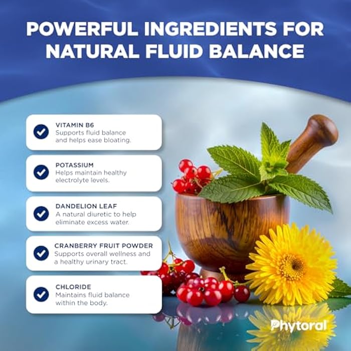 Phytoral Water Retention Pills for Women & Men - Herbal Diuretic Supplements - Fluid Retention Supplement with Dandelion Leaf Extract & Green Tea for Bloating Relief - Pills for Leg & Feet Swelling - 90 Count - Image 3