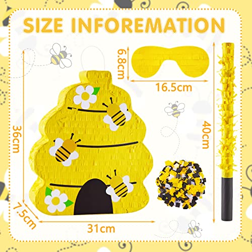 Lewtemi 14 x 29 x 122 Mexican Piata Party Decorations with Stick Blindfold and Confetti Suitable for Party Decorations Centerpiece Photo Prop Birthday Funny Anniversary Gift IdeasHoneycomb - Image 5