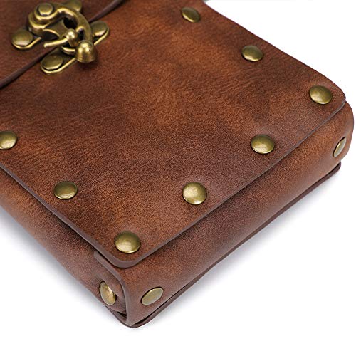 SUMGOGO Belt Pouch Waist Bag Fanny Pack Medieval Vintage Leather Pouch Cellphone Holder Holster Carry Belt Purse Pocket Casual Hiking Festival Renaissance Faire Costume Props Travel Wallet (Brown) - Image 5