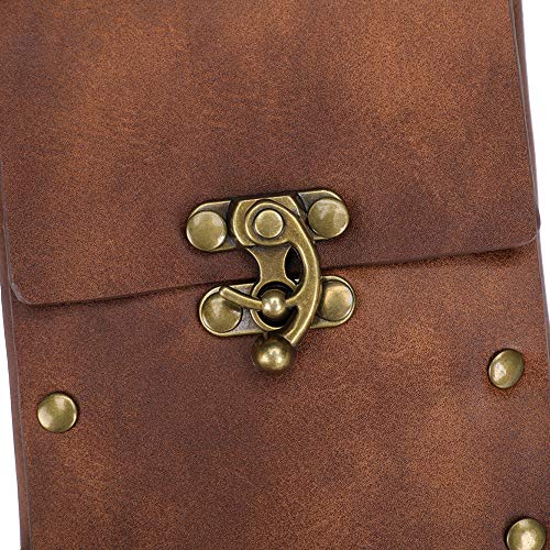 SUMGOGO Belt Pouch Waist Bag Fanny Pack Medieval Vintage Leather Pouch Cellphone Holder Holster Carry Belt Purse Pocket Casual Hiking Festival Renaissance Faire Costume Props Travel Wallet (Brown) - Image 3