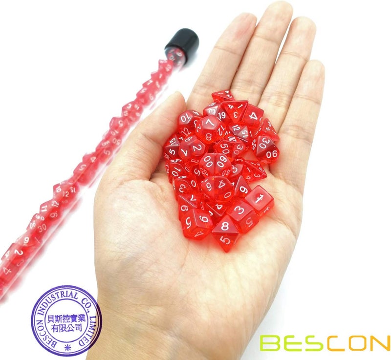 Bescon 28pcs Translucent Red Mini Polyhedral Dice Set in Tube, Ruby Dice Dungeons and Dragons 4X7pcs, Mini Ruby Gem Dice Set - Image 5