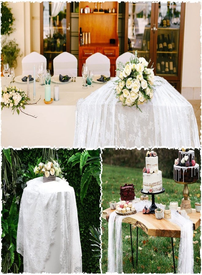 Chumia 10 Pcs Lace Tablecloth Rectangular 60 x 120 Inch Wedding Rustic Tablecloth Overlay Rose Vintage Embroidered Wedding Reception Party Table Decorations for Bridal Tea Party (White) - Image 5