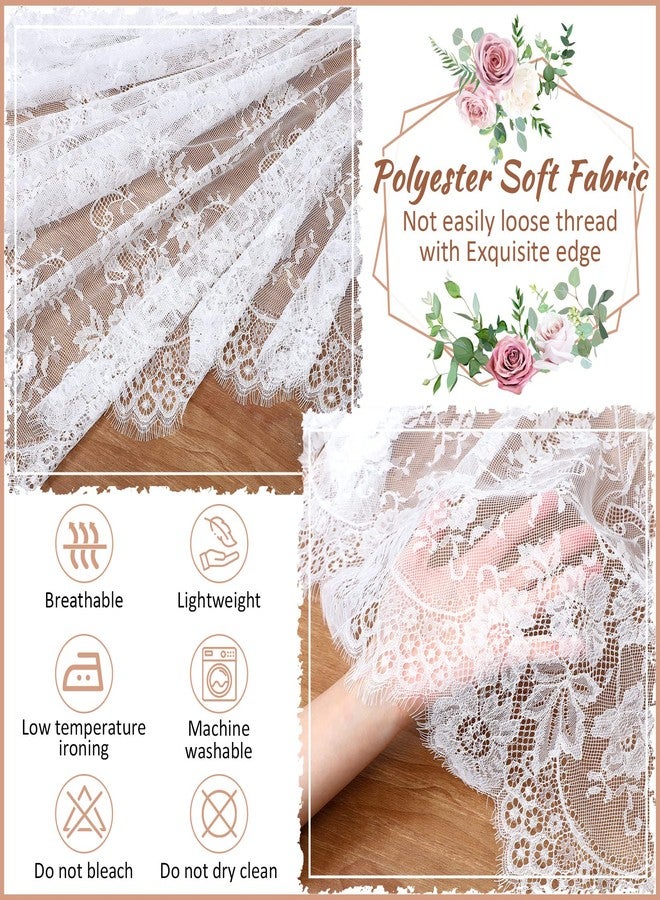 Chumia 10 Pcs Lace Tablecloth Rectangular 60 x 120 Inch Wedding Rustic Tablecloth Overlay Rose Vintage Embroidered Wedding Reception Party Table Decorations for Bridal Tea Party (White) - Image 3
