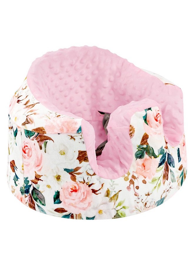DILIMI Minky Seat Cover Compatible With Bumbo Seat Removable Ultra Soft Comfortable Warm Seat Slipcover For Baby Girl And Boy Pink Flower - Image 1