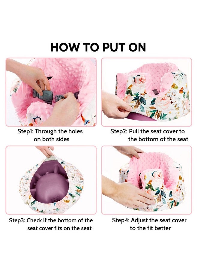 DILIMI Minky Seat Cover Compatible With Bumbo Seat Removable Ultra Soft Comfortable Warm Seat Slipcover For Baby Girl And Boy Pink Flower - Image 4