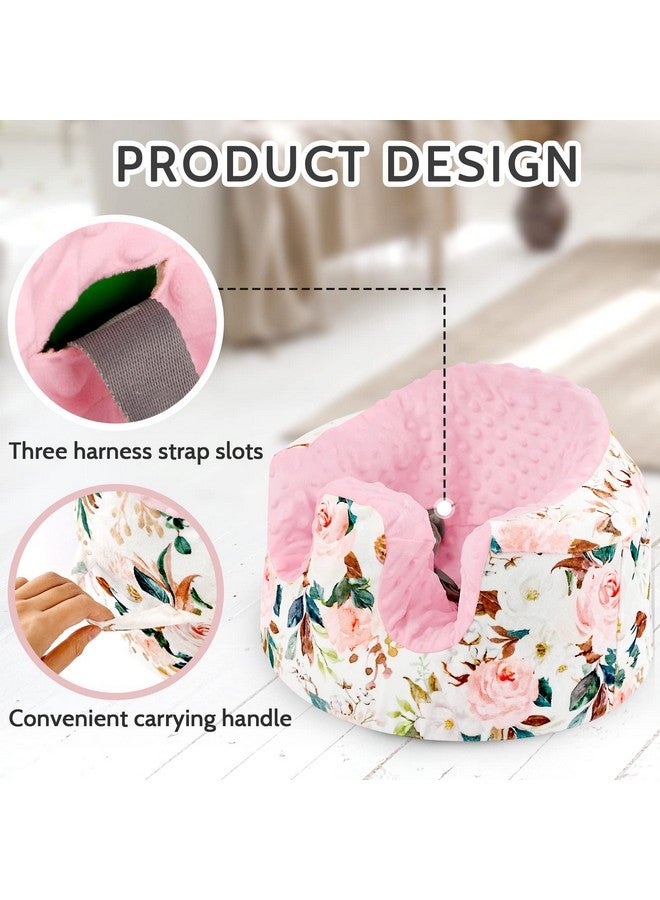 DILIMI Minky Seat Cover Compatible With Bumbo Seat Removable Ultra Soft Comfortable Warm Seat Slipcover For Baby Girl And Boy Pink Flower - Image 3