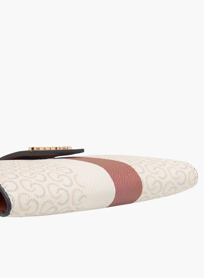 سيليست Monogram Print Bi-Fold Wallet with Button Closure