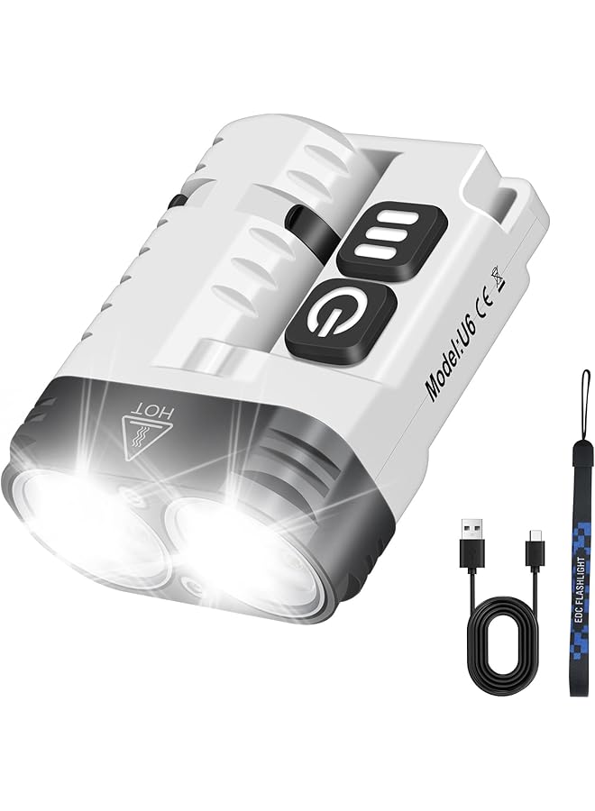 promass LED Small Powerful Flat EDC Flashlight with Clip, Super Bright 1600 Lumen USB A/C-C Rechargeable Mini Pocket Keychain Flash Light with White Warm Red Light, 10 Modes, IP68 Waterproof - Image 1