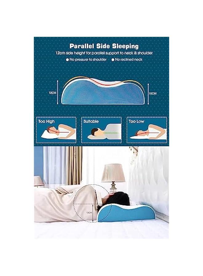 HOOKOR Memory Foam Bed Pillow,Ergonomic Cervical Contour Neck Support Pillow for Side Back Stomach Sleeper, Neck and Shoulder Pain,with Washable Cover,60 X 10cm ﻿ - Image 3