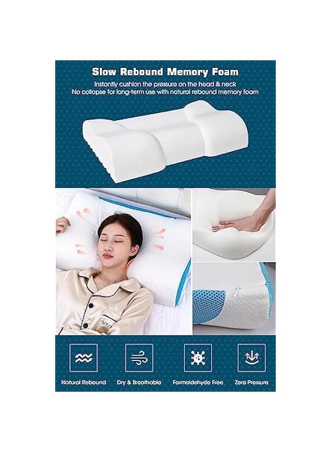 HOOKOR Memory Foam Bed Pillow,Ergonomic Cervical Contour Neck Support Pillow for Side Back Stomach Sleeper, Neck and Shoulder Pain,with Washable Cover,60 X 10cm ﻿ - Image 4