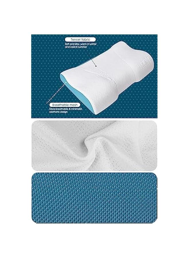 HOOKOR Memory Foam Bed Pillow,Ergonomic Cervical Contour Neck Support Pillow for Side Back Stomach Sleeper, Neck and Shoulder Pain,with Washable Cover,60 X 10cm ﻿ - Image 5