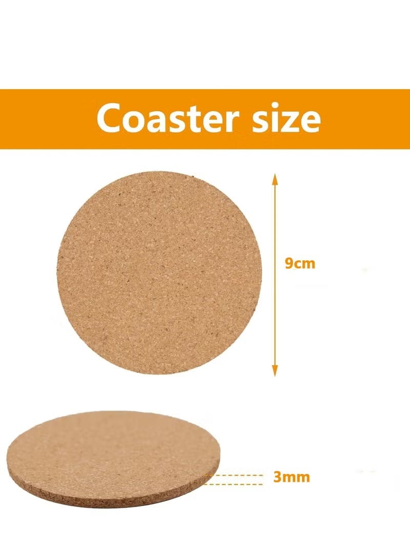 Hoasis 24 Pcs Cork Coasters for Drinks, Natural Bulk Cork Coasters Set, Heat Resistant and Absorbent Cup Coasters, Non-Slip Tabletop Protector, Blank DIY Coasters for Home Kitchen Coffee Table, 9cm Diameter - Image 2