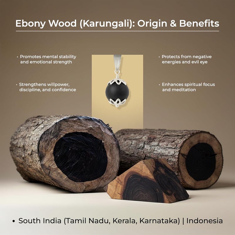 Divine Hindu Karungali Malai Copper Necklace - Authentic Black Ebony Wood with 54 Beads for Spiritual Energy and Protection - Image 4