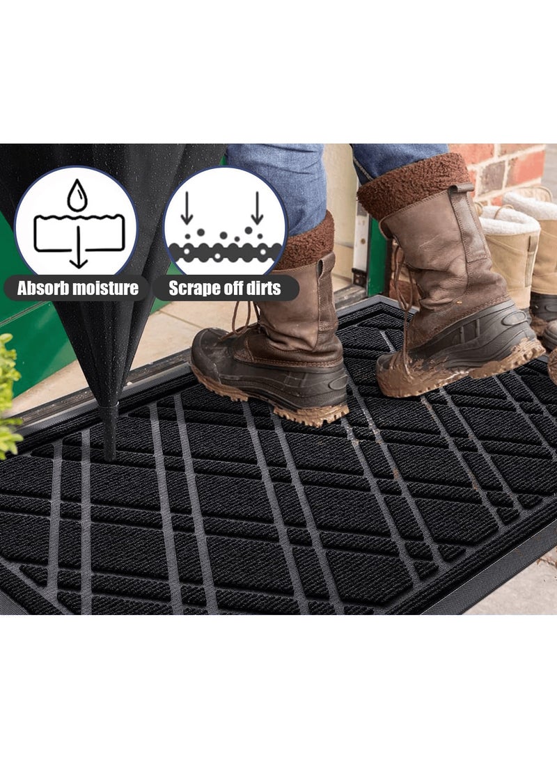 Anmi Super Absorbent Moistureproof Door Mat,Indoor and Outdoor Door Mat Home Front Door Mat, 75 x 45CM Front Welcome Mat Door Mat Suitable for Front Door, Yard, Corridor, Office (Black) - Image 2