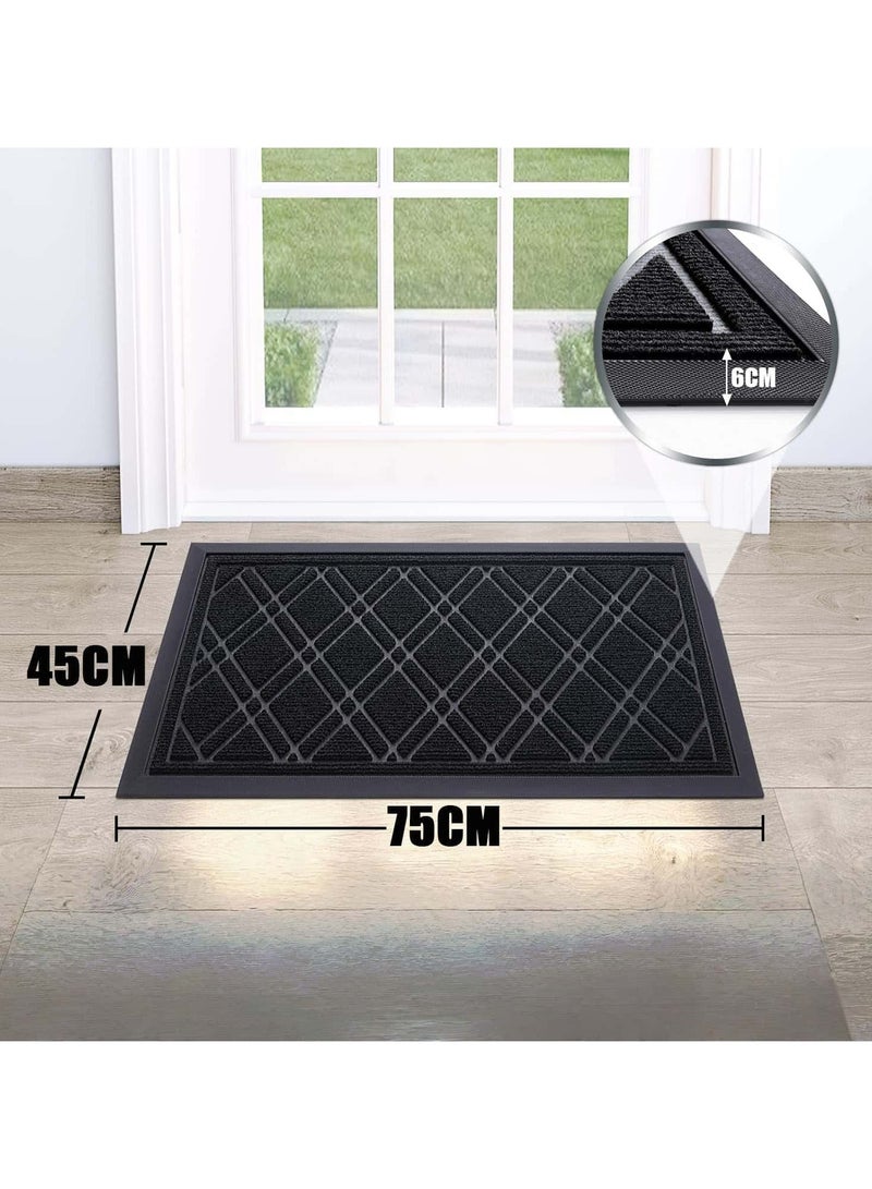 Anmi Super Absorbent Moistureproof Door Mat,Indoor and Outdoor Door Mat Home Front Door Mat, 75 x 45CM Front Welcome Mat Door Mat Suitable for Front Door, Yard, Corridor, Office (Black) - Image 3