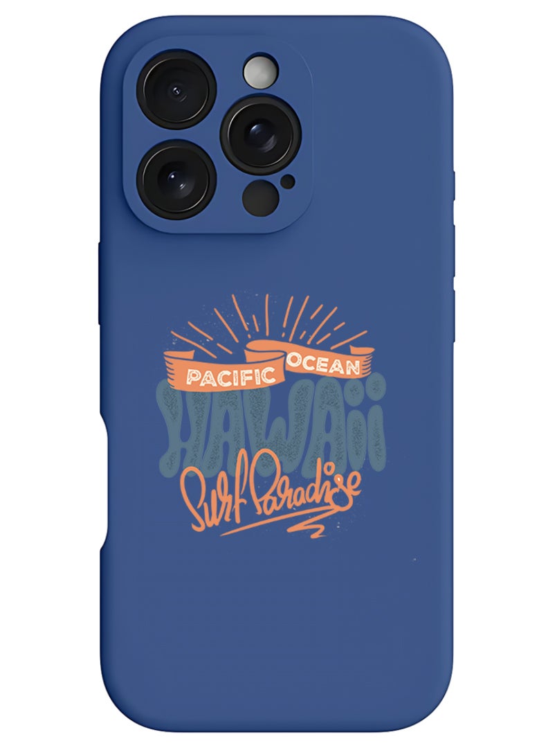 Theodor iPhone 16 Pro Blue Protective Slim Fit Case Liquid Silicone Cover with Full Body Protection Anti-Scratch Shockproof Case For iPhone - Hawaii Surf Paradise Pacific - Image 1