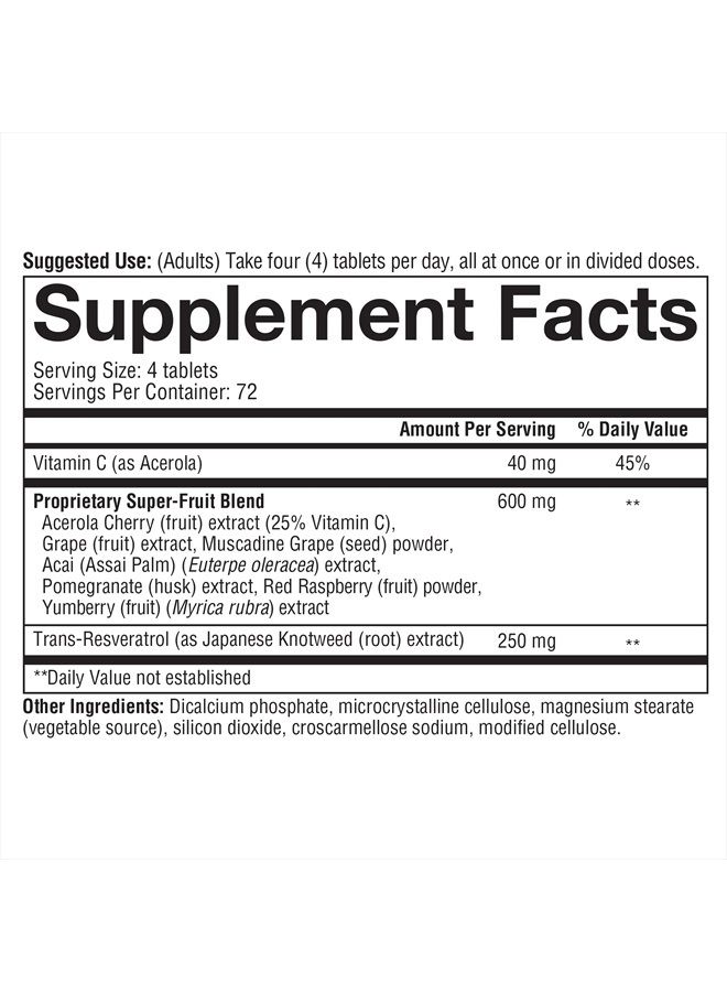 youtheory Resveratrol with Acerola, 290 Count (1 Bottle) - Image 4