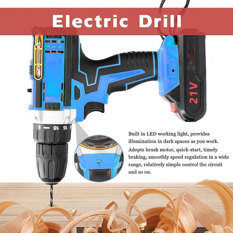 MLD MLD 21V cordless drill electric screwdriver electric drill brush motor 2 speeds adjustment drilling machine SUKI1221 21V Cordless kit  - Image 5