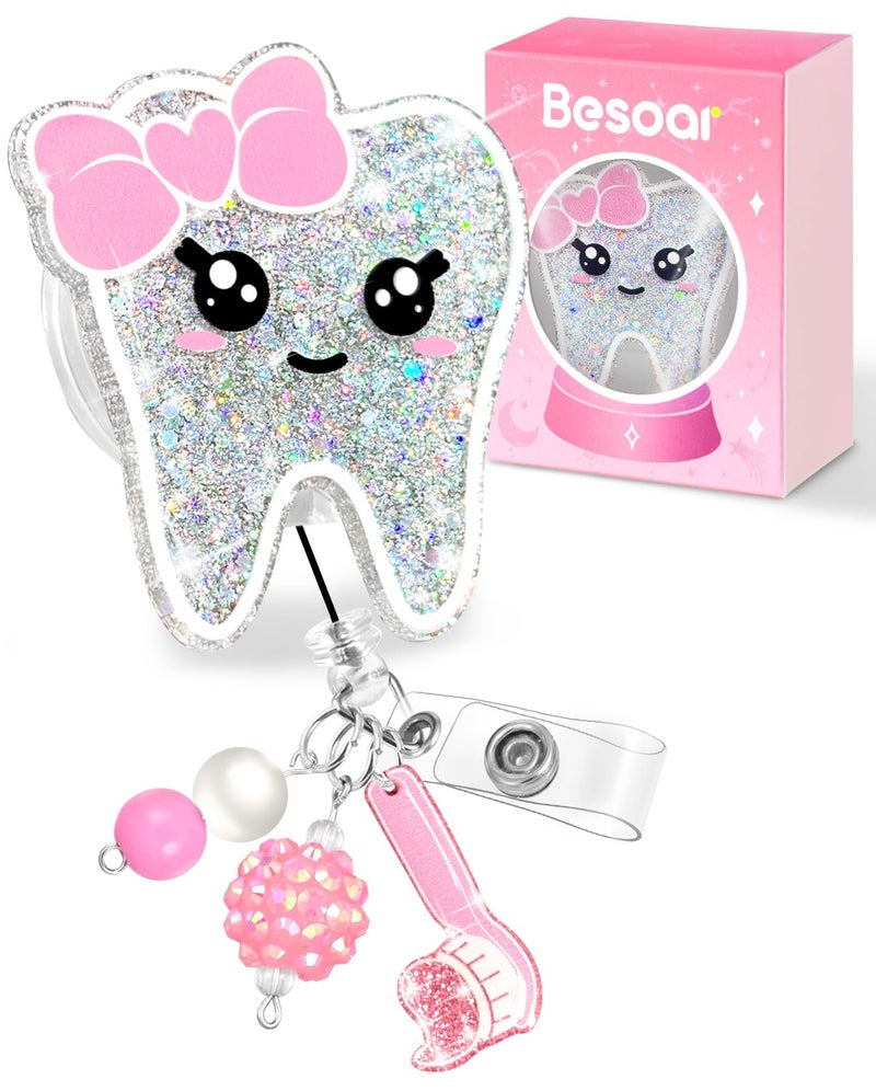 Besoar Funny Nurse Badge Reel - Cute Nursing Badge Holder Retractable with ID Clip,Pediatric Dental Name Tag Card Accessories with Alligator Clip for Office Student Work Hospital - Image 1