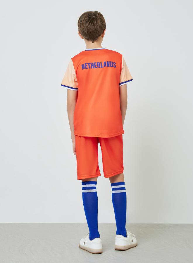 Styli Teens Netherlands Print Jersey T-Shirt and Shorts FIFA Football Set - Image 3