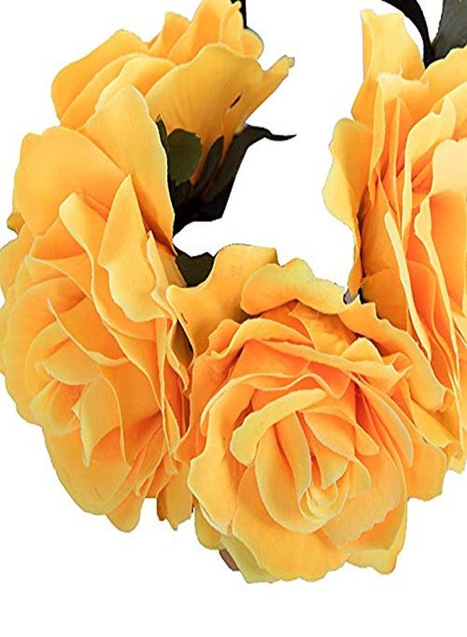 Tvoip Rose Floral Crown Garland Flower Headband Headpiece for Wedding Festival (Yellow) - Image 2