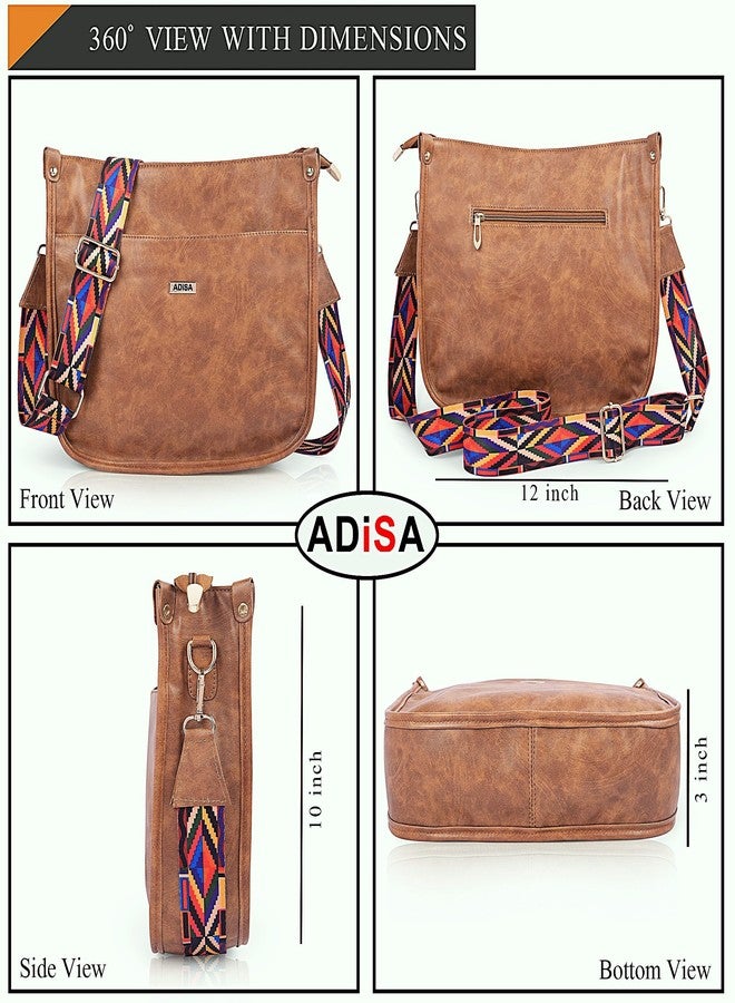 ADISA trendy hobo shoulder handbag for women and girls with crossbody sling belt (AD4082-BRO) - Image 2