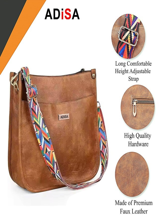 ADISA trendy hobo shoulder handbag for women and girls with crossbody sling belt (AD4082-BRO) - Image 3