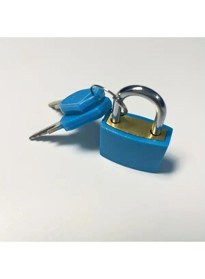 Sky Blue Luggage Lock With Key Plastic Padlock For Suitcase Gym School - Image 1