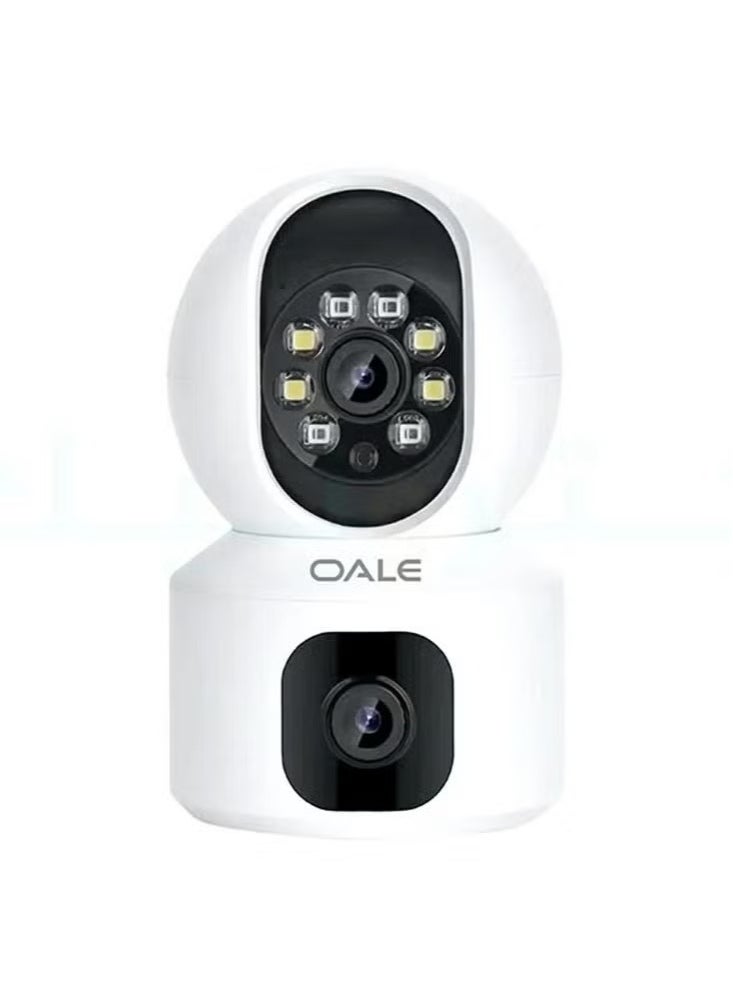 OALE - iHome 03 Security Camera Dual Track Audio Support Night Vision Motion Detect Security Camera 360 Full View Two Way Real Time Voice Calling Camera White - Image 1