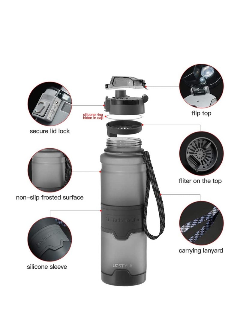TYCOM Water Bottle 1L Leak Proof Drink Bottle BPA Free USA Tritan Material Gym Bottle with Protein Shaker Flip Top Lid  Removable Strainer for Fitness Cycling Gym Camping Outdoor Sports White.  - Image 4
