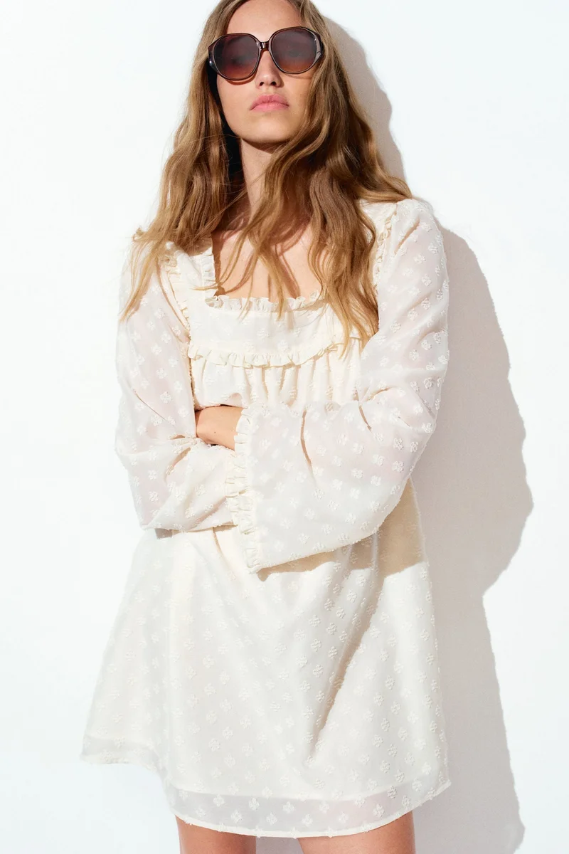 اتش اند ام فستان شفاف من نسيج بلومتي