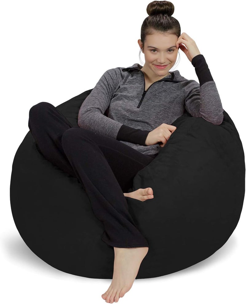 Sofa Sack Bean Bag Chair - Plush, Ultra Soft - Memory Foam Bean Bag Chair with Microsuede Cover - Stuffed Foam Filled Furniture and Accessories for Dorm Room 3 Feet - Black - Image 1