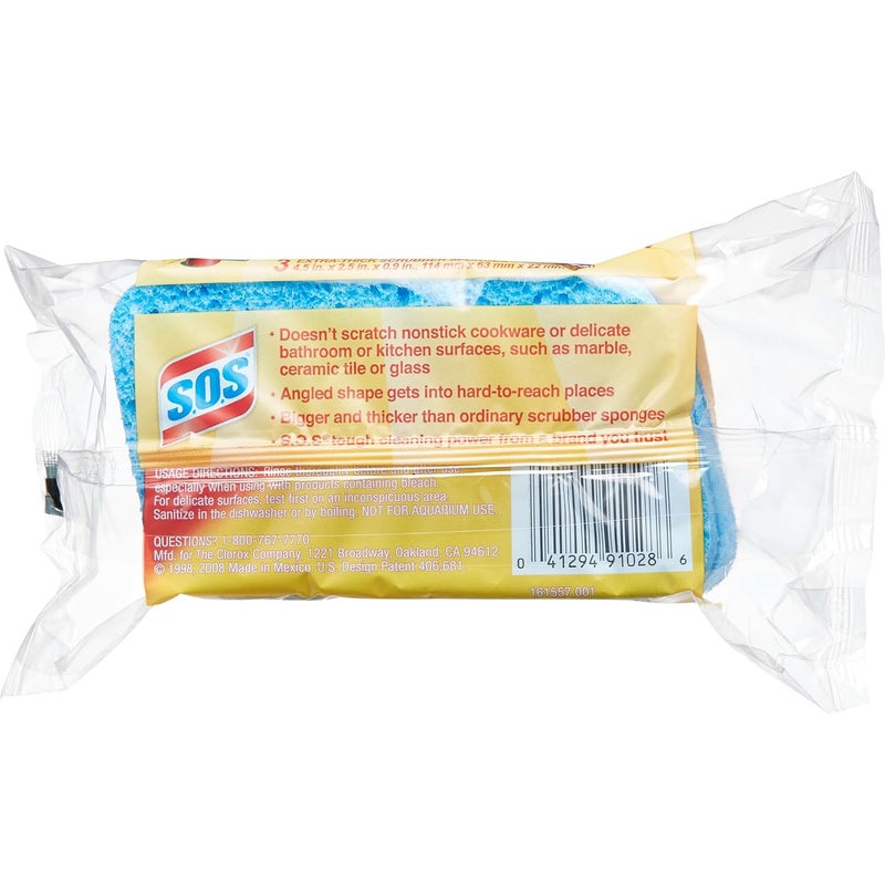 SOS All Surface Scrubber Sponge 3 Count - Image 5