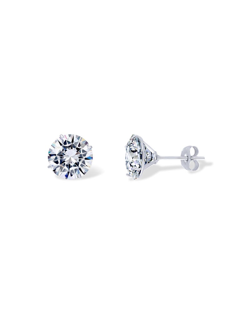 PAVOI 14K Real White Gold Moissanite Stud Earrings for Women Men | 1 Carat Round Lab Created Moissanite Stone Solid Gold Stud Earrings | 5 Millimeters - Image 1