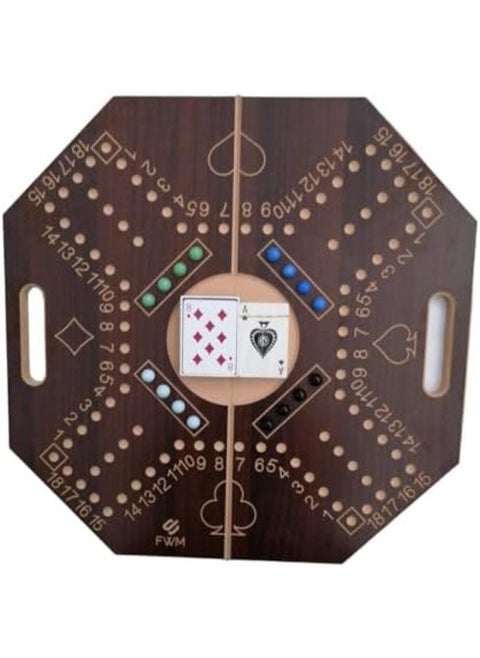 FWM Numbered Jackaroo for 4 players BOARD Foldable GAME Strategic Planning Fine Brown Wood 2 type play card Best Quality plastic play card 57 * 57 * 2cm size board+16 marbles