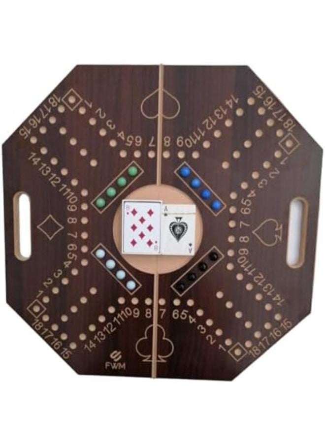 FWM Numbered Jackaroo for 4 players BOARD Foldable GAME Strategic Planning Fine Brown Wood 2 type play card Best Quality plastic play card 57 * 57 * 2cm size board+16 marbles