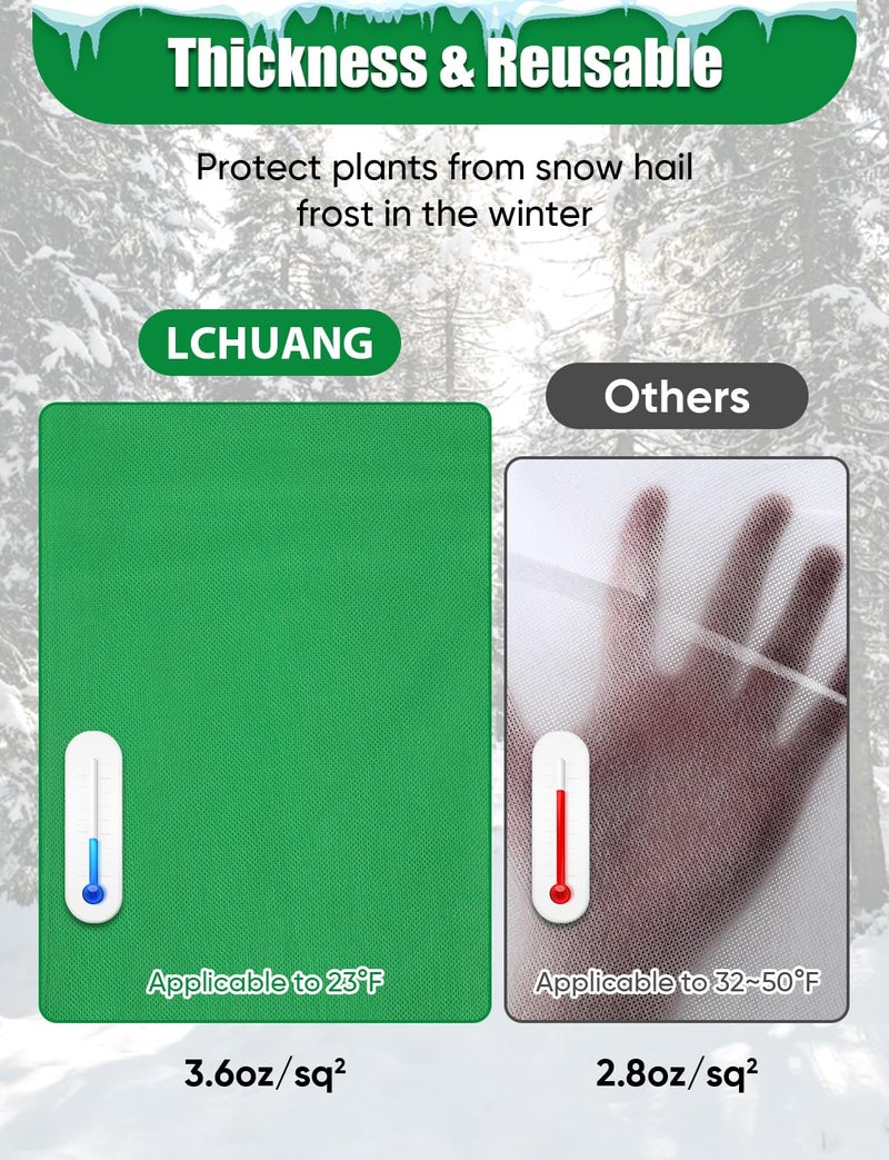LCHUANG أغطية نباتات شتوية من LCHUANG 2Pack لحماية من التجمد - 90" x 63" بطانيات صقيع كبيرة جدًا للنباتات والأشجار والشجيرات قماش واقي من التجمد بأكياس سحب جاكيت للنباتات الخارجية (3.2 أونصة/ياردة²) - Image 5