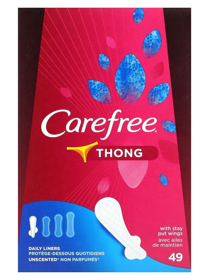 Carefree Daily Liners Thong Unscented 49 Liners 