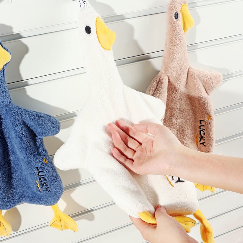 2022 New Duck Hand Towel Hanging Cute Bear Bathroom Hand Towel Absorbent Towel Thickened Household Handkerchief - Image 2
