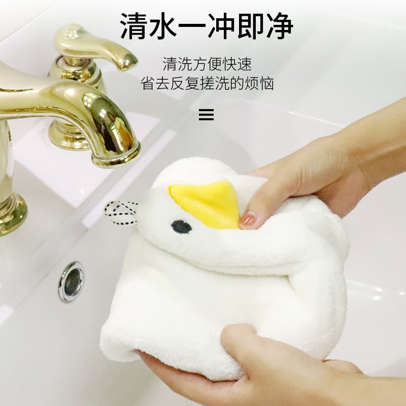 2022 New Duck Hand Towel Hanging Cute Bear Bathroom Hand Towel Absorbent Towel Thickened Household Handkerchief - Image 4