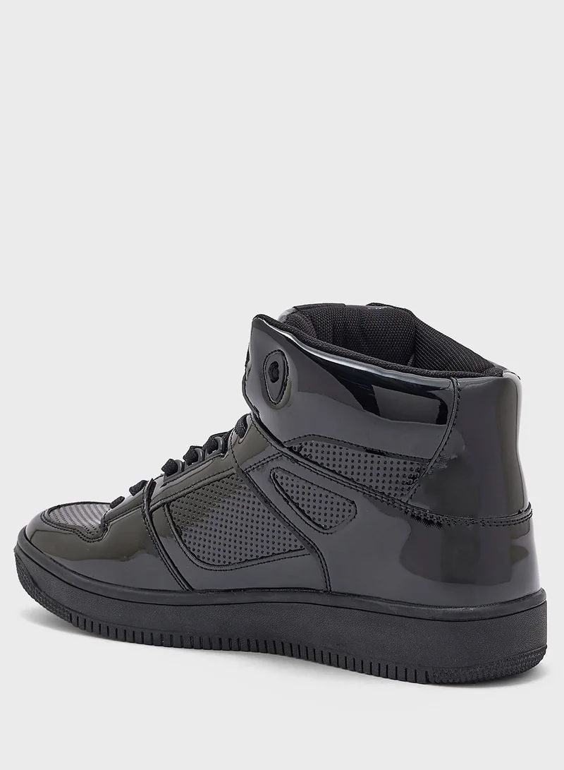 Seventy Five Patent Perforated Streetwear High Top Sneakers