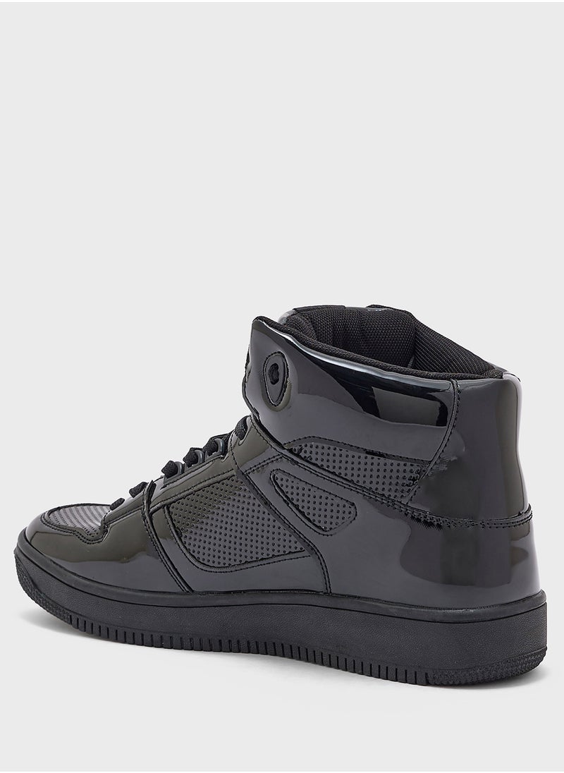 Seventy Five - Patent Perforated Streetwear High Top Sneakers - Image 1