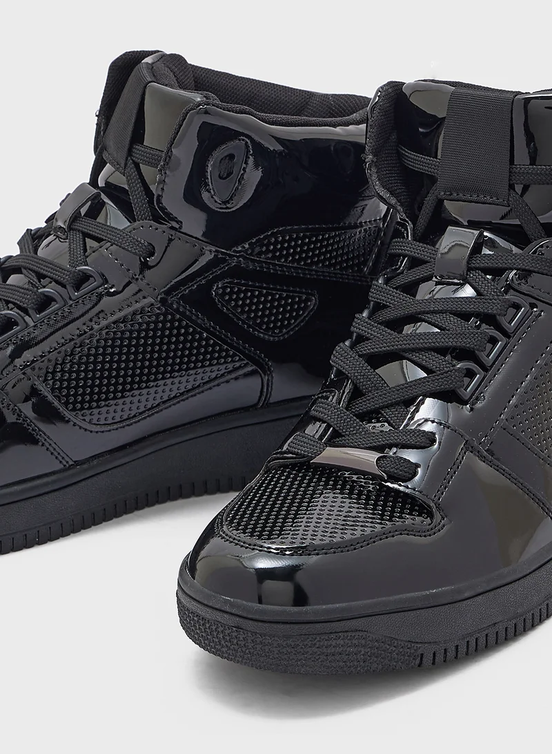 Seventy Five Patent Perforated Streetwear High Top Sneakers