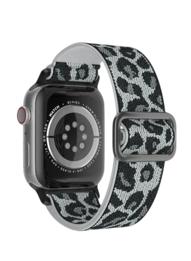 ترامكس سوار معصم أبيض بطبعة جلد النمر بطباعة جلد النمر الأبيض مطاطي قابل للتمدد متوافق مع سوار ساعة أبل للنساء والرجال 40 ملم 41 ملم 41 ملم 38 ملم 42 ملم، سوار معصم نايلون ناعم مضفر مرن لساعة iWatch Series 10 9 9 8 7 7 6 5 4 3 3 2 1 SE Ultra - Image 1