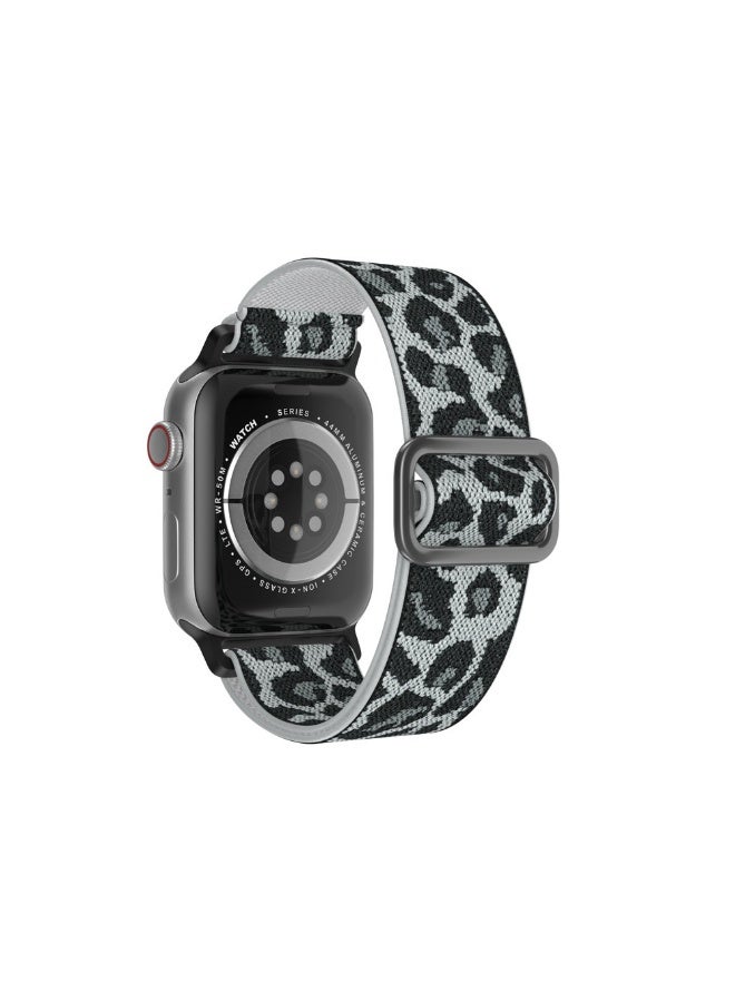 ترامكس سوار معصم أبيض بطبعة جلد النمر بطباعة جلد النمر الأبيض مطاطي قابل للتمدد متوافق مع سوار ساعة أبل للنساء والرجال 40 ملم 41 ملم 41 ملم 38 ملم 42 ملم، سوار معصم نايلون ناعم مضفر مرن لساعة iWatch Series 10 9 9 8 7 7 6 5 4 3 3 2 1 SE Ultra - Image 2