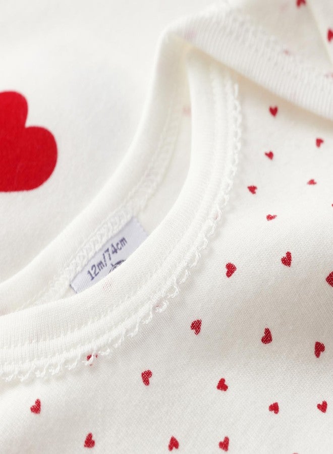 Petit Bateau بدلات أطفال بنات قصيرة الأكمام بنمط قلب من قطن عضوي - عبوة 3 قطع نمط A00BB مقاسات 1-36 شهر ... (مقاس 18 شهر نمط A00BB) - Image 4